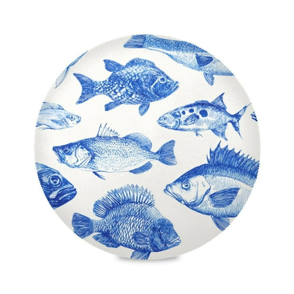 Round Placemat Heat Resistant & Wrinkle-Free Dining Table Decor Placemat For Home & Weddings Various Fishes