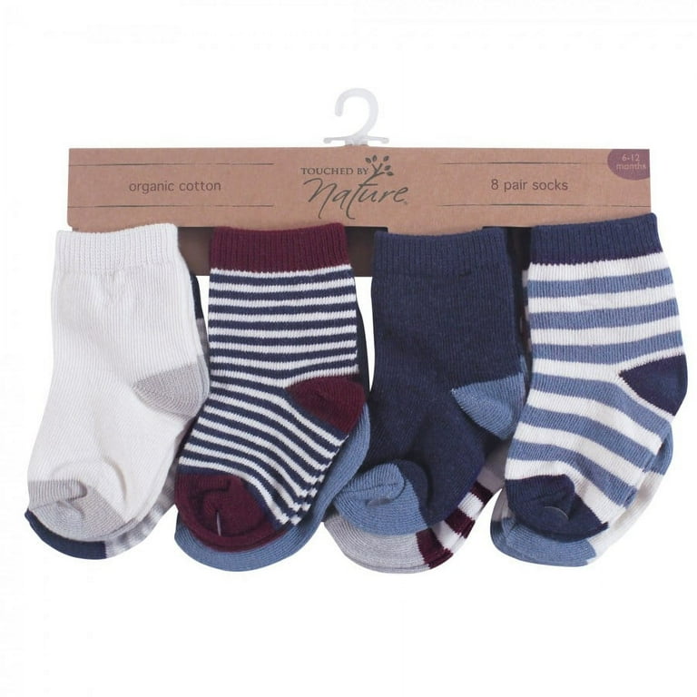 Touched by Nature Baby Boy Organic Cotton Socks Burgundy Navy 12