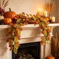 thumbnail image 3 of Artificial Maple Leaf Garland, Fall Thanksgiving Vine with Realistic Autumn Leaves for Door Mantel Staircase Table and Wall, Harvest Home Decoration Display Accent, 67in, B, 3 of 5