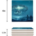 thumbnail image 3 of RYLABLUE Jellyfish Set of 6 Coaster for Drinks, Absorbent Ceramic Stone Coasters Cup Mat with Cork Base for Home Kitchen Room Coffee Table Bar Decor, 3 of 4