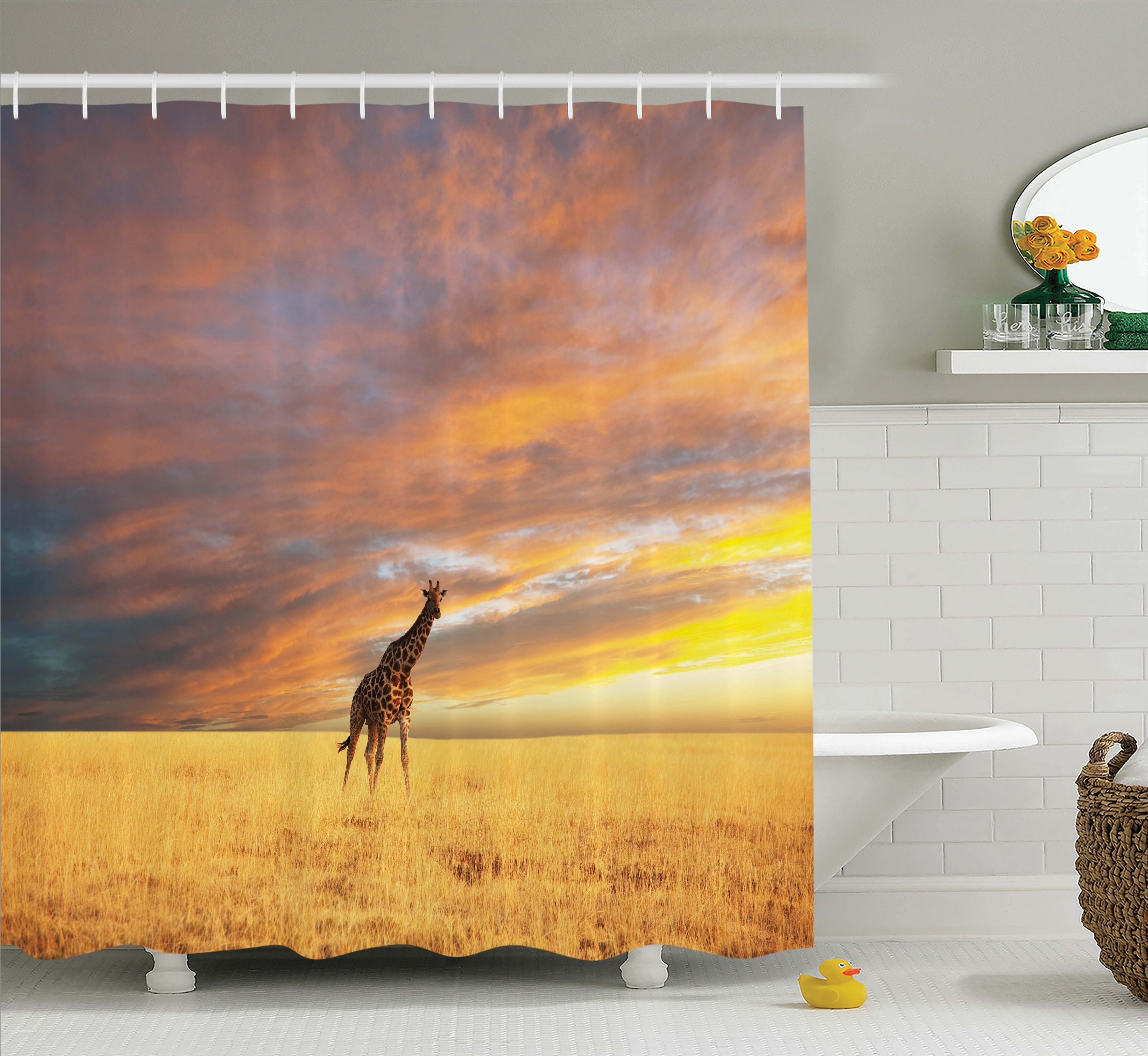 safari shower curtain giraffe