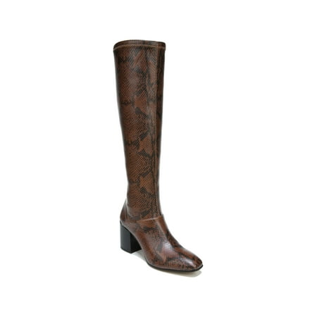 

FRANCO SARTO Womens Brown Snakeskin Padded Tribute Square Toe Block Heel Zip-Up Heeled Boots 5.5 M