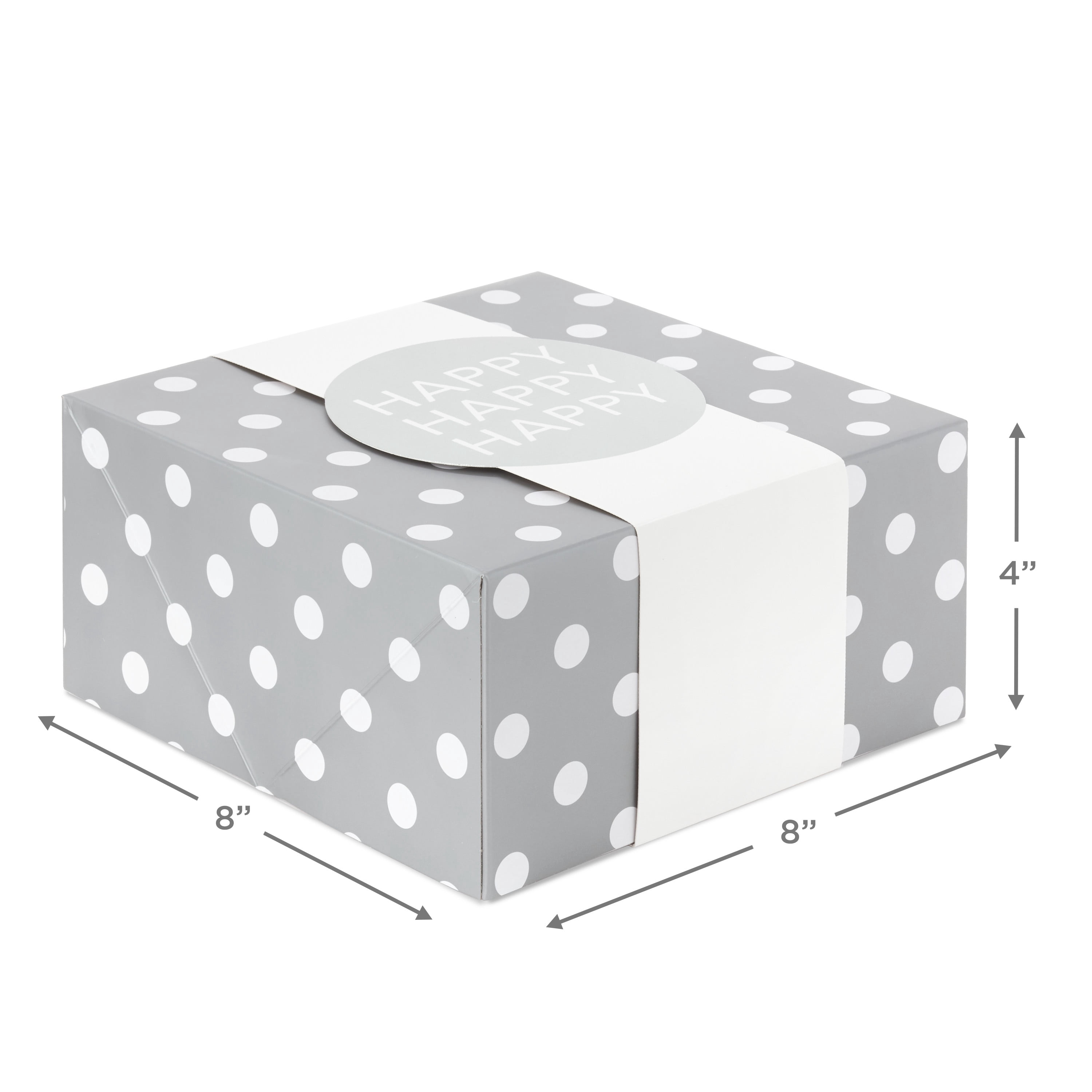 Hallmark 8" Medium Gift Box Set with Wrap Bands (Pack of 2: Silver and White, "Happy") for Christmas, Hanukkah, Weddings, Valentine's Day, Birthdays