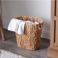 thumbnail image 3 of YANGQIHOME Papelera de baño de mimbre tejida a mano con asas para dormitorio, sala de estar, cocina, baño y oficina, cesta de basura de mimbre de jacinto de agua, 1 paquete de 13 pulgadas de largo x 7, 3 of 5