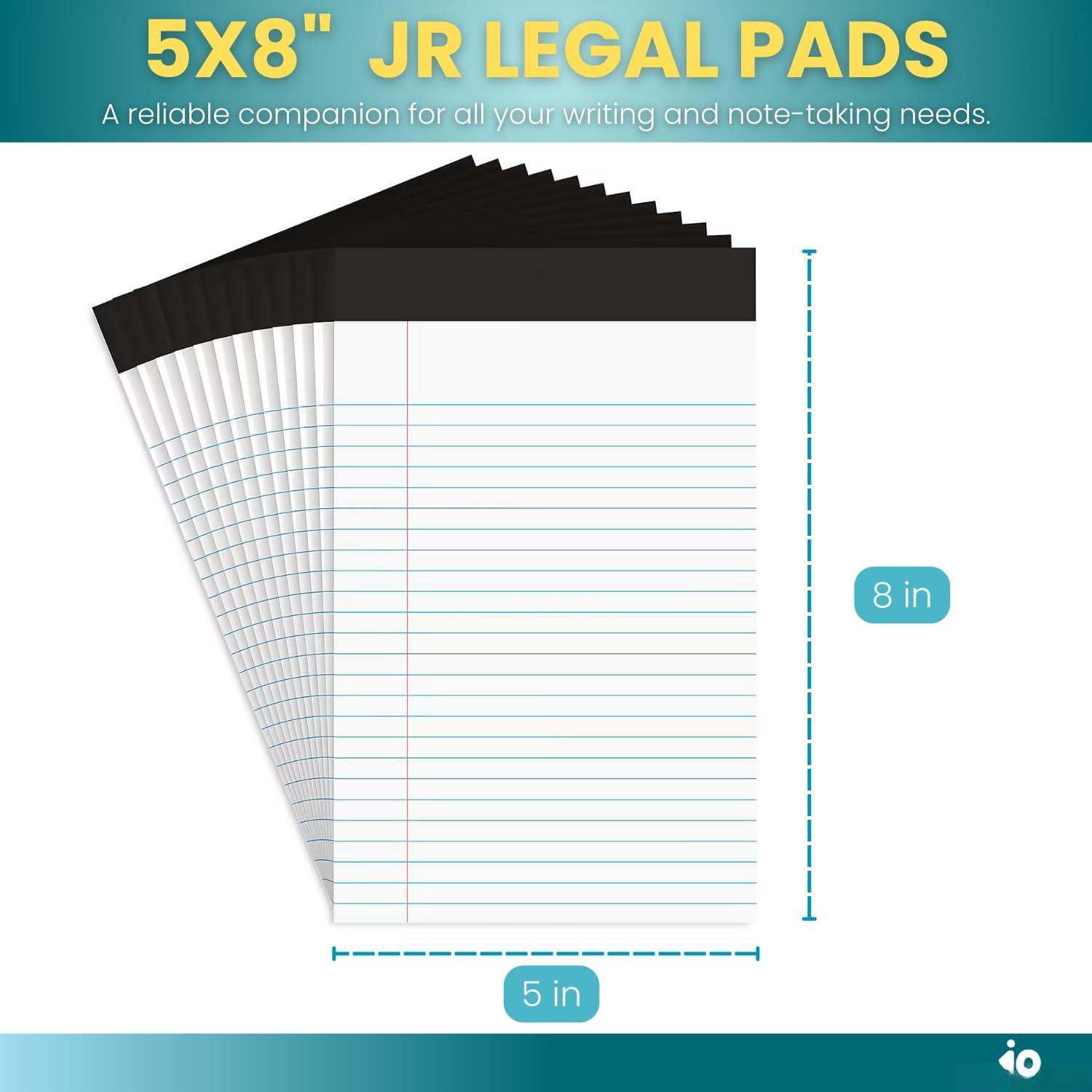 Jr Legal Pads Small Notepads  5" X 8" Narrow Ruled Note Pad White 50 Sheets/pad 24 Pads/pack