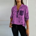 thumbnail image 3 of QIPOPIQ Blouse Décontractée en Mousseline pour Femme à Col en V à Manches 3/4 Hauts Liquidation, 3 of 7