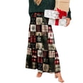 thumbnail image 4 of Wutalume Women's Vintage Plaid Ruffled Maxi Skirt, High Waist Pleated Design, Flowy A-Line Skirt for Casual Outings and Travel,Wine M, 4 of 6