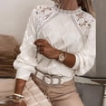 thumbnail image 4 of Elegant New Hollow Out Slim Pullover Tops Casual O-Neck Solid Knitted Sweaters Women Fashion Patchwork Lace Long Sleeve Sweater, 4 of 5