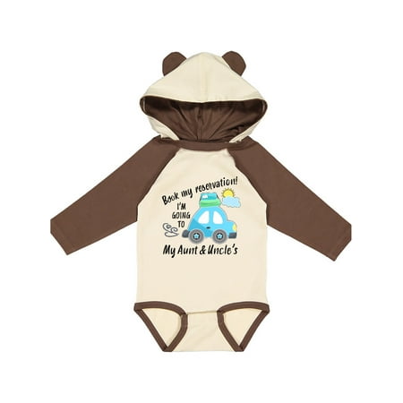 

Inktastic Book my Reservation! I m Going To My Aunt and Uncle s Gift Baby Boy or Baby Girl Long Sleeve Bodysuit