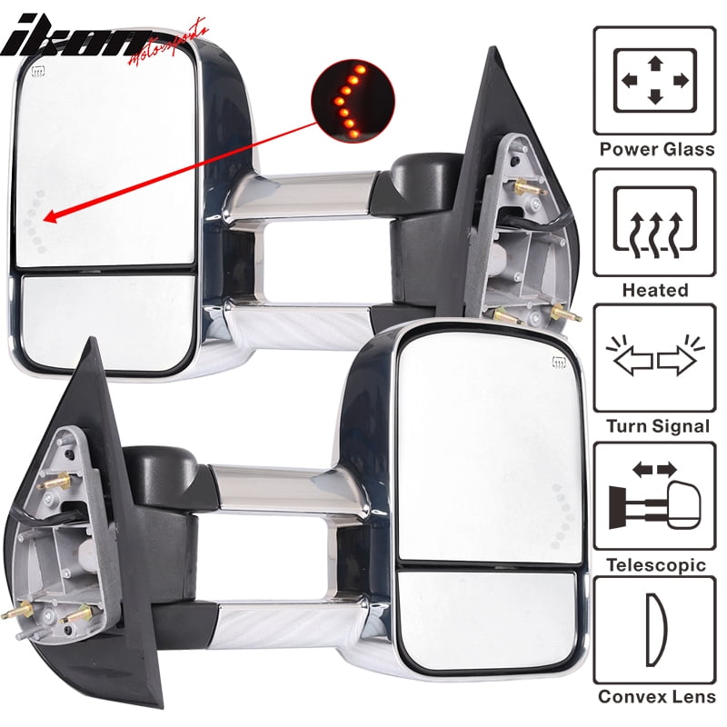 Custom Towing Mirrors For Chevrolet Silverado//GMC Serria 2007-2013 Will Not Fit Telescopic Mirrors, Set of 2