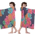 thumbnail image 4 of Pioneer Flower Floral Print Pattern Hooded Bath Towel，60"x35" for Ages 3 To 12 Kids, Quick Dry Lightweight Soft Microfiber Hood Beach Towel Cover Up for Kids, 4 of 7