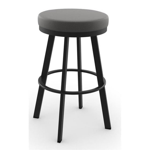 Amisco Swice 26.25" Polyester Swivel Counter Stool in Heather Light Gray/Black