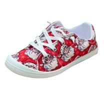 NOKIO Canvas Tennis Shoes for Women Low Top Casual Christmas Print Sneakers for Women Lace Up Fashion Comfortable Walking Shoes Fashion Soft Sole Non Slip Casual Shoes