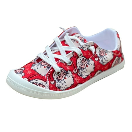 

Fsqjgq Flip Flops Women Wedge Ladies Shoes Christmas Print Color Print Casual Shoes Fashion Soft Sole Non Slip Casual Shoes Open Toe Platform Heel Red 41