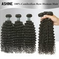 thumbnail image 2 of ASHINE 22 24 26 inch Raw Human Hair Bundles Deep Curly Unprocessed Cambodian Flip Over Quick Weave for Women Natural Black 3 pcs Bundles, 2 of 7