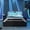 Black+Gray, variant on Gaming Platform Bed Queen Size with Side-Lift Hydraulic Storage, Upholstered Bed Frame with Headboard and Footboard, Build-in LED, Wood Slats and No Box Spring Needed, Black+Gray