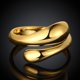 thumbnail image 2 of Anillo ajustable de latón chapado en oro de 18 quilates, talla 7, diseño abierto en forma de lágrima, apilable, sencillo y llamativo para mujer y hombre., 2 of 4