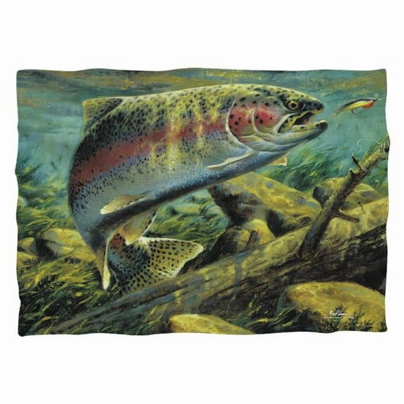 Trevco Sportswear  20 x 28 in. Wild Wings Rainbow Trout 2 Front & Back Print Pillow Case, White