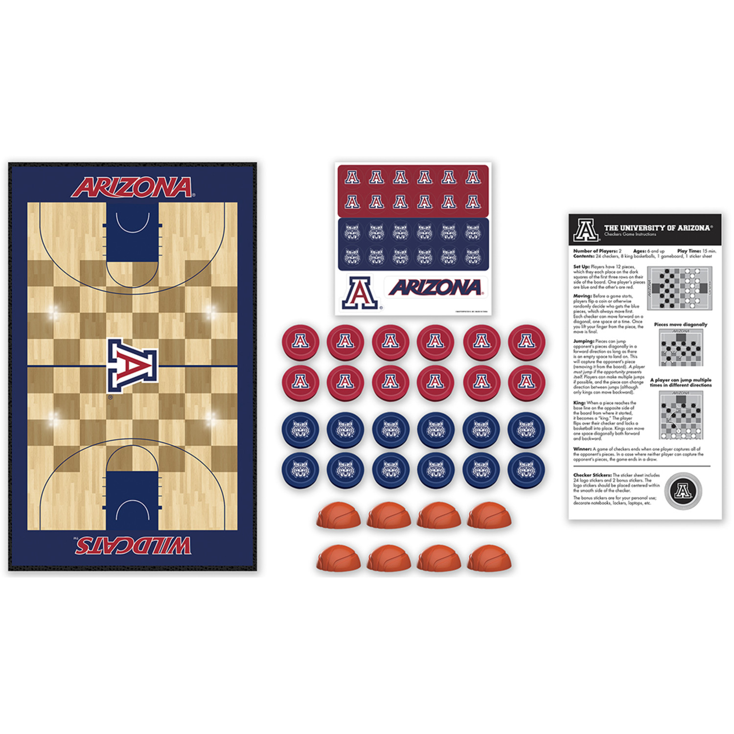 MasterPieces Officially licensed NCAA Arizona Wildcats Checkers Board Game for Families and Kids ages 6 and Up - image 3 of 5