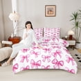 thumbnail image 4 of Castle Fairy Pink Ribbon Bow-Tie Twin Comforter Sets,Dreamy Bowknot Bedding Set, 4 of 8