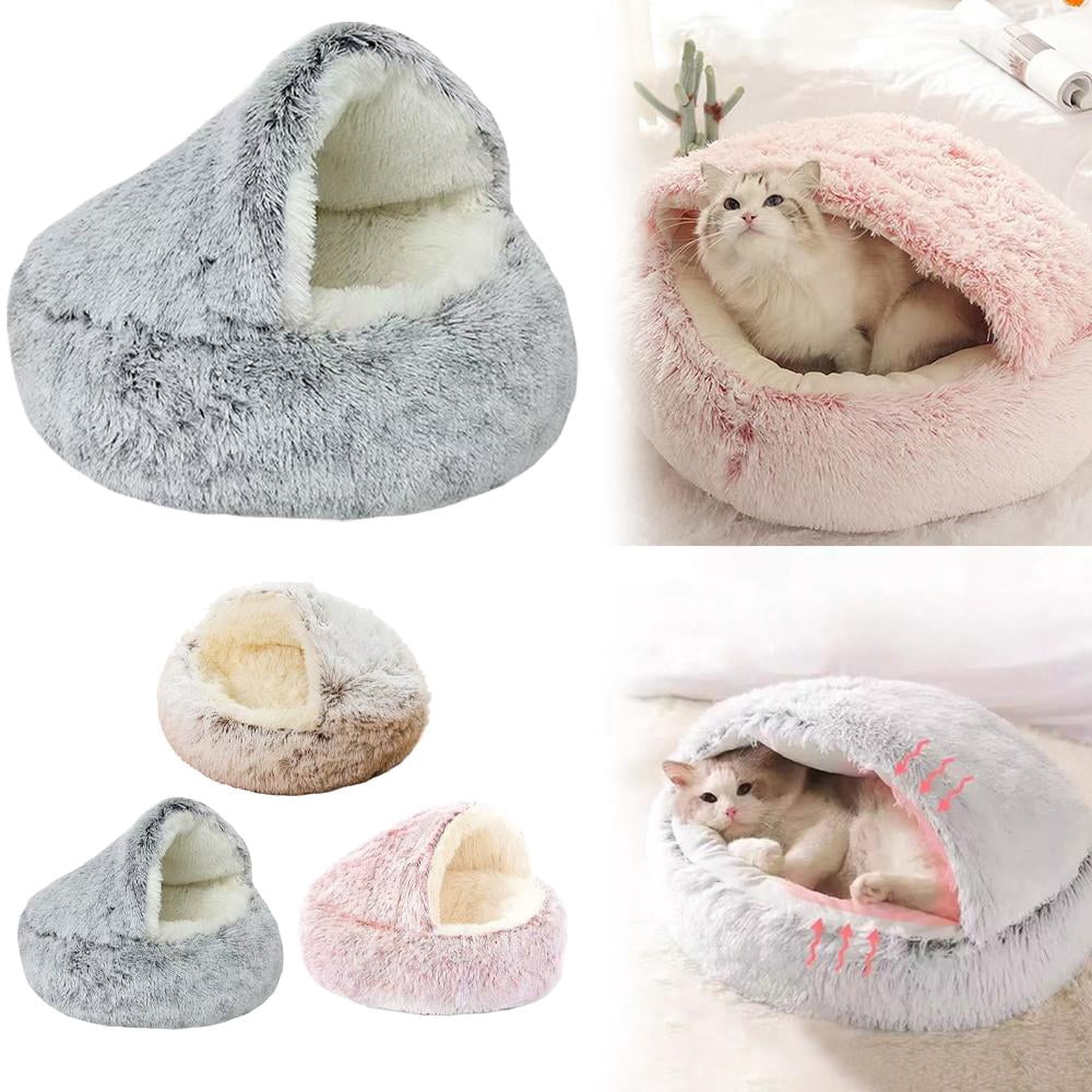 NOVELAR Warm Cat Bed, 15.6 Inch Portable Pet Nest, Stress-Relief Sleeping Spot for All Cat Sizes