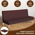 thumbnail image 3 of Dznils Stretch Futon Cover, Spandex Armless Sofa Bed Slipcover, Washable Furniture Protector, Coffee, 3 of 10