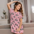 thumbnail image 3 of Goofa Valentine'S Day Panda Print Women’s Cotton Nightdress – Short-Sleeved Sleep Dress, Casual Loose-Fit Lounge Wear, Comfortable and Stylish Sleepwear for Women, 3 of 6