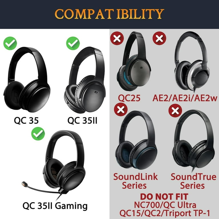 SOULWIT Replacement Headband Pad Kit for Bose QC35 QuietComfort