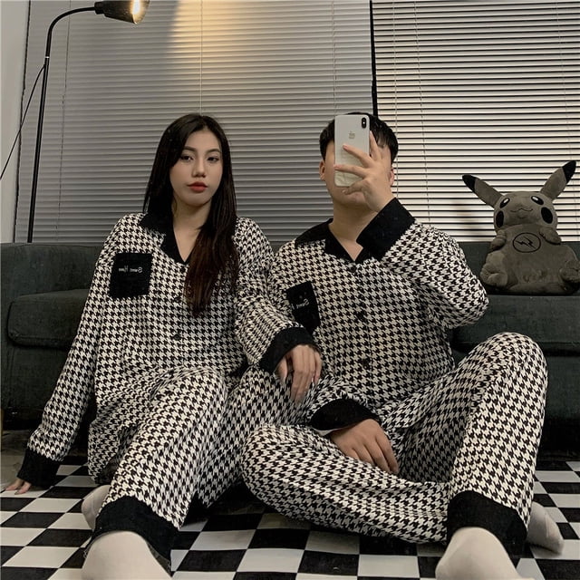 Pijamas para hombres y mujeres, pantalones de manga larga de primavera y otoño, ropa de casa de celebridades de otoño e invierno de dos piezas para parejas