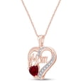 thumbnail image 2 of AFFY Ruby & White Diamond Accents MOM Heart Pendant Pendant Necklace in 925 Rose Gold Over Sterling Silver, 2 of 5