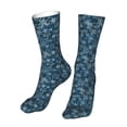 thumbnail image 6 of KLL Blue and White Gradient Snowflake Print Womens Crew Socks Athletic Middle Tube Long Socks Novelty Socks Gifts For Men, 6 of 7