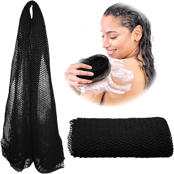 HonestMatter African Exfoliating Net Sponge Exfoliating Bath Sponge Back Scrubber for Shower Deep Cleansing Skin Smoothing Nylon Black 45 Inch Long 1 Pack