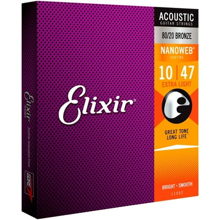 Bronze Extra Light Gauge - Elixir Nanoweb 80/20 Bronze Extra-Light Gauge Acoustic Strings
