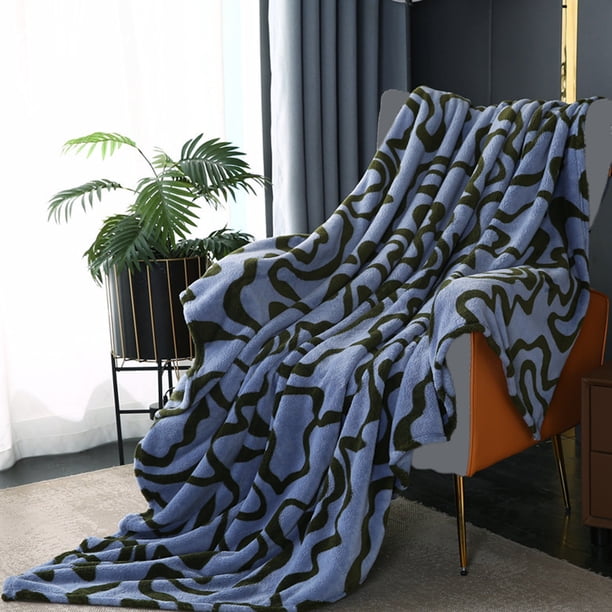 XWSHYW Mantas Manta de Ocio de Franela para Sofá y Siesta, Manta de Terciopelo Coral, Serie de Rayas Gruesas