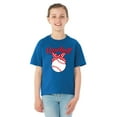 thumbnail image 2 of Wild Bobby, Cute Baseball Ribbon Gift Sports Girls Graphic Youth T-Shirt, Vintage Heather Blue, Large, 2 of 3