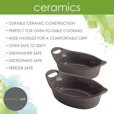 Rachael Ray - 2-Piece Oval Ceramics Au Gratin Set - Gray