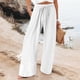thumbnail image 1 of ICHUANYI Clearance Women's Casual Pants Elastic Waist Drawstring Long Pants With Pocket(White, M) ICHUANYI WER2023081205710, 1 of 5