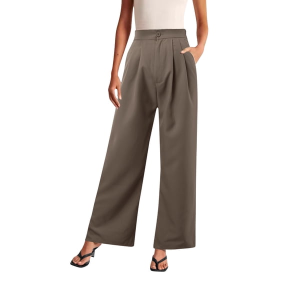 EDFBUYKRS Female Women Pants Casual Women's Pants Plus Size Casual Omen's Wide Leg Pants Work Business Casual Loose High Waisted Dress Palazzo Flowy Trousers Xxl