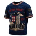 thumbnail image 2 of Never Forget 911 Patriotic Tee for Men with 25th Anniversary Print and Cotton Fabric Featuring 9/11 Memorial Shirts for Remembrance Ceremonies Church Services Community Events Navy S, 2 of 4