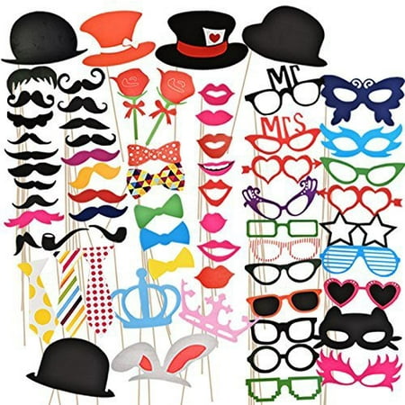 Photo Booth Props (50Pcs) for Her Him Funny DIY Birthday Party Decorations, Birthday Party Supplies for Men and Women