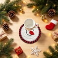 thumbnail image 5 of Handmade Crochet Christmas Drink Coaster With Themed Pattern - Knitted Heat Insulated Table Mat For Mugs, Teacups, And Holiday Table Decor, 5 of 5