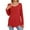 Red, variant on WTOBBY Fashionable Women's Long Sleeve Solid Color Button Detail Top Round Neck Casual Wear Breathable Material Perfect for Office or Weekend Layering Piece Stretch Fit,Beige L