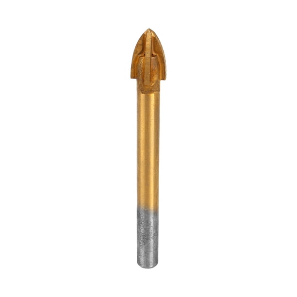 Juego de brocas de carburo para vidrio de 10 mm con revestimiento de titanio y 4 filos de corte, herramientas con punta de lanza cruzada