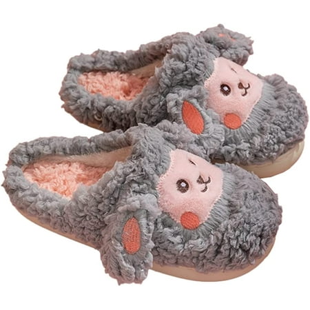 

PIKADINGNIS Women Girls Cute Fluffy Fur Sheep Animal Winter Slippers Soft Warm Fleece Lining Fashion Heel Cover House Shoes Indoor 2 Patterns