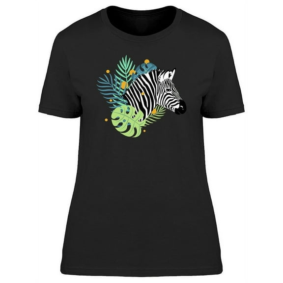 Tropical Zebra Drawing Clipart T-Shirt Women -Image by Shutterstock, Female 3X-Large