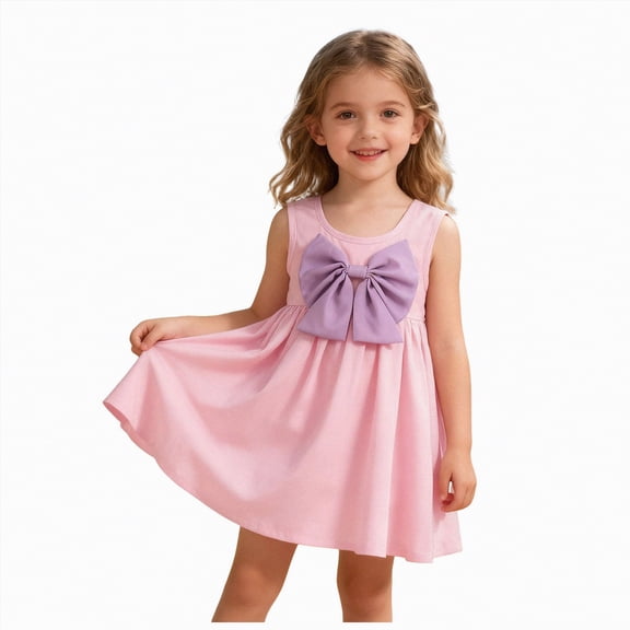 Gibobby Toddler Girl Dress Toddler Little Girl Ruffle Sleeve Dress Set Summer Twirl Dresses Outfits for Girls 12 18 24 Months 2T 3T 4T 5T(2-3 Years,Pink)