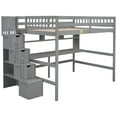 thumbnail image 5 of Grey Loft Bed With Desk, Storage Shelves And Reliable Staircase For A Secure Peaceful Bedroom Full Size - Elevate Your Bedroom's Practicality Style, 5 of 7