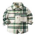 thumbnail image 2 of Boys Girls Plaid Shirt Spring Fall Long Sleeve Button Down Lapel Collared Plaid Jacket Kids Casual Outerwear, 2 of 7