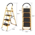 thumbnail image 2 of Qiushi 4 Step Ladder, 330 lbs Capacity Lightweight Folding Step Stool with Wide Sturdy Pedal & Anti-Slip Wear-Resisting Feet & Comfort Handgrip for Home & Office & Kitchen, Yellow, 2 of 15