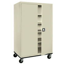 Sandusky® Jumbo Mobile Steel Storage Cabinet, 78"H x 46"W x 24"D, Putty